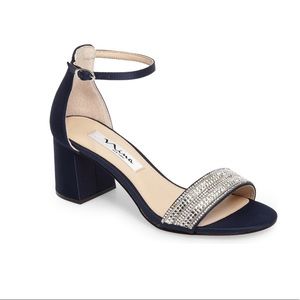 WORN ONCE ‼️Nina sz 6 Navy Open Toe Block Heel